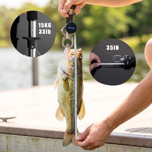 3-Piece Fish Gripper Tool Kit – 3-Claw Fish Gripper, Stainless Steel Hook Remover & Fish Lip Gripper with 33LB Scale & 35" Measuring Tape – Corrosion-Resistant for Freshwater & Saltwater