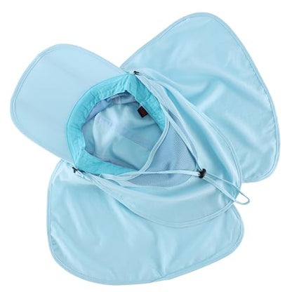 Connectyle Men's Foldable Baseball Sun Cap with Removable Face Mask Neck Flap Cover UPF 50+ Sun Protection Fishing Hiking Hat - color: Aqua Blue