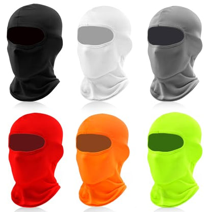 6 Pack Ski Mask Balaclava for Men Women, Lightweight UV Protection, Summer Full Face Cover Outdoor Motorcycle - color: Dark+neon