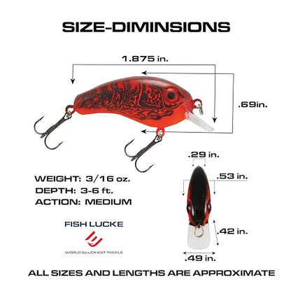 Crappie Magic Crankbait (2 Inch Crappie Lure) Made in the USA - color: CHILI BOWL