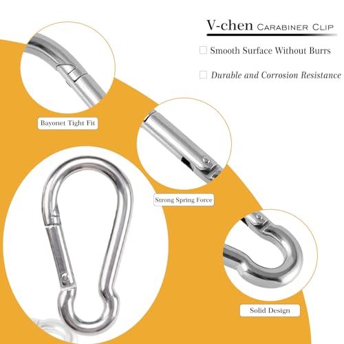 Heavy-Duty Carabiner Clip 1.57"–5.5", Black/Silver Spring Snap Hook, Quick Link Keychain Clip for Keys, Swing Set, Camping, Fishing, Hiking & Traveling (120–1350 lbs) - color: Silver, size: 5.5Inch(M14)-10PCS