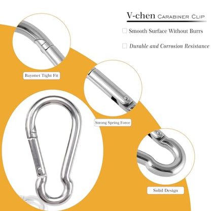 Heavy-Duty Carabiner Clip 1.57"–5.5", Black/Silver Spring Snap Hook, Quick Link Keychain Clip for Keys, Swing Set, Camping, Fishing, Hiking & Traveling (120–1350 lbs) - color: Silver, size: 3.12Inch(M8)-30PCS