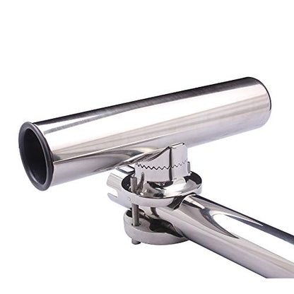 Tournament Style Fishing Rod Holders, Stainless Steel Fishing Rod Holder Clamp-on 1 1/4" to 2" Rails for Boat, Side Mount Rod Holder for Marine Yacht Boat Truck RV