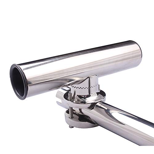 2PCS Tournament Style Fishing Rod Holders, Stainless Steel Fishing Rod Holder Clamp-on 1 1/4" to 2" Rails for Boat, Side Mount Rod Holder for Marine Yacht Boat Truck RV