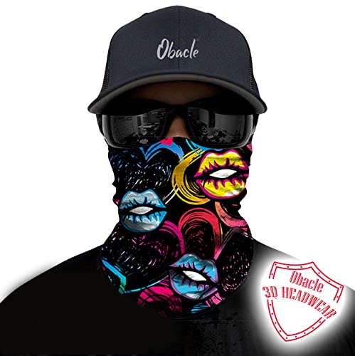 Obacle Skull Face Mask for Women Dust Wind Sun Protection Rave Festival Riding - color: Colorful Kisses