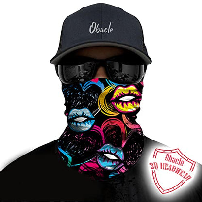 Obacle Skull Face Mask for Women Dust Wind Sun Protection Rave Festival Riding - color: Colorful Kisses