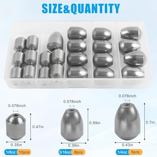 Egg Sinkers Fishing Weights Kit, 23/40pcs Fishing Weights Sinkers Slip Sinkers Catfish Weights Bass Casting Sinker Weights Lead Free Fishing Weights for Freshwater Saltwater Fishing - style: 23pcs Kit