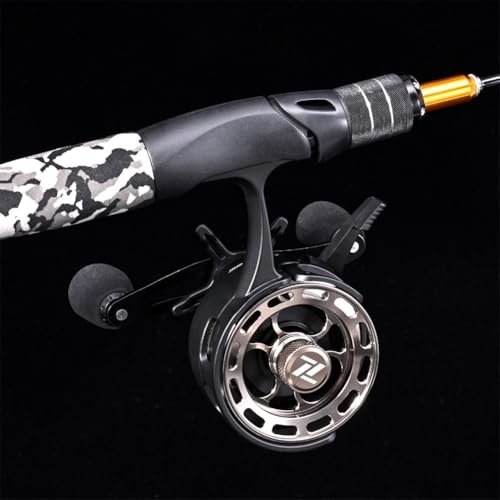 3.2:1 Ice Fishing Reel with Magnetic Drop Ice Fishing Reel 3.2:1 Gear Ratio for Winter Ice Fishing, Gear Ratio Inline Reel, 3+1 Ball Bearings Two-Way Spool Lever - color: black, size: left hand
