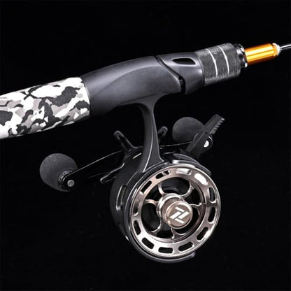 3.2:1 Ice Fishing Reel with Magnetic Drop Ice Fishing Reel 3.2:1 Gear Ratio for Winter Ice Fishing, Gear Ratio Inline Reel, 3+1 Ball Bearings Two-Way Spool Lever - color: black, size: left hand
