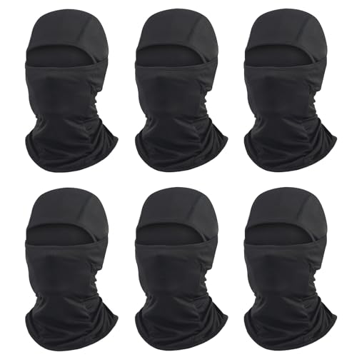 6 Packs Ski Mask Sun UV Protection Hood Breathable, Balaclava Face Mask for Men Women - Motorcycle Fish - color: 6pcs Black M