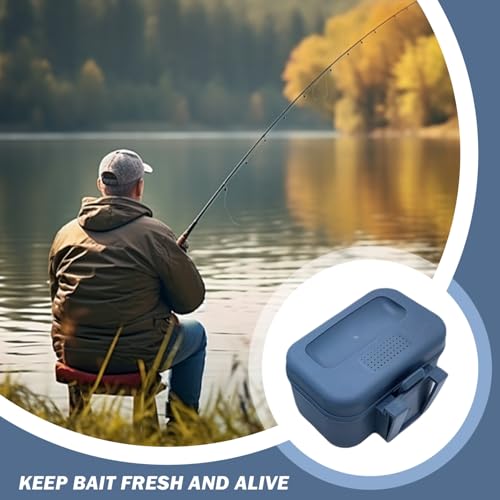 Worm Box, Plastic Fishing Live Bait Box, Breathable Holes Bait Bucket with Leakproof Lid, Clip on Worm Container for Belt.