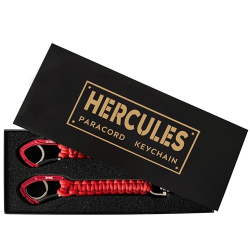 HERCULES Paracord Keychain Set – 2 Pack Lanyard Rope with Aluminum Clip, Durable Paracord Wrist Strap for Outdoor Activities, Imperial Red - style: Imperial Red