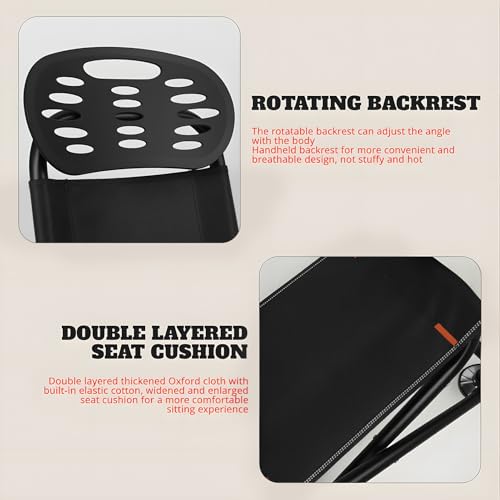 Foldable Fishing Chair with 2 Rod Holders & Iron Frame, Heavy Duty 300lb Portable Adjustable Camping Chair for Bank Fishing Outdoor Adventures Black - color: Red