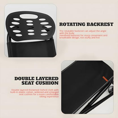 Foldable Fishing Chair with 2 Rod Holders & Iron Frame, Heavy Duty 300lb Portable Adjustable Camping Chair for Bank Fishing Outdoor Adventures Black - color: Red