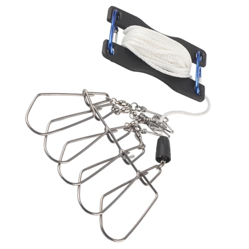 Live Fish Lock Portable Stainless Steel Fishing Stringer with Wear - Resistant Nylon Rope, D - Shaped Carabiner and Quick - Release Pin for Big Game Lure Fishing - color: Black