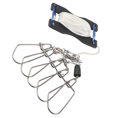 Live Fish Lock Portable Stainless Steel Fishing Stringer with Wear - Resistant Nylon Rope, D - Shaped Carabiner and Quick - Release Pin for Big Game Lure Fishing - color: Black