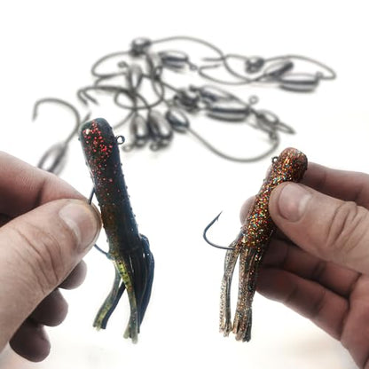 30/20/10 Pcs Tube Jig Heads for Bass Fishing, Tube Bait Worm Hooks rigs for Freshwater Saltwater, 5/16oz, 1/4oz, 3/16oz, 1/8oz - color: A5-1/4oz, 20 Pcs