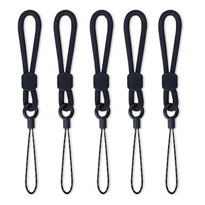 YOUOWO 5Pack Short Rope Small Black Lanyard,Ring Lanyards Finger Strap | Cute Circular Lanyard,for Phone Cases,Keys,USB Flash Drive - color: 5 Black Lanyard Finger