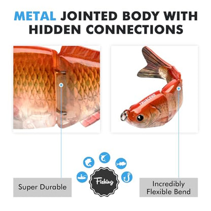 TRUSCEND Swimmax Easy Catch Fishing Lures with BKK Hooks, Wiggling, Vibrating, Rattling and Gurgling for More Bite, Heavy-Duty Dyneema Fiber Jointed Swimbaits for Bass, Trout, Walleye, Crappie, Pike - color: D2-3.5"-0.5oz