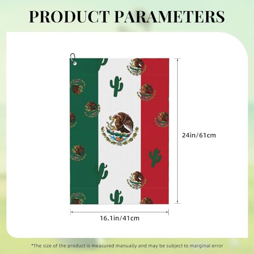 Supdreamc Quick-Dry Golf Towel 24x16 Inch with Carabiner Clip, Flag Mexico, Highly Absorbent Microfiber for Bag Attachment & Club Cleaning - color: Style (106)