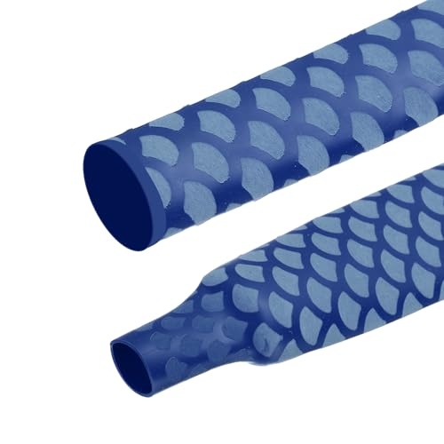 MECCANIXITY 4Pcs 3.3ft 0.8" Dia Heat Shrink Tubing for Fishing Rods, 20mm 1.8:1 Fish Scale Pattern Heat Shrink Wrap Handle Rod Grip with Anti-Slip Waterproof Insulation, Blue - color: Blue, size: 20mm