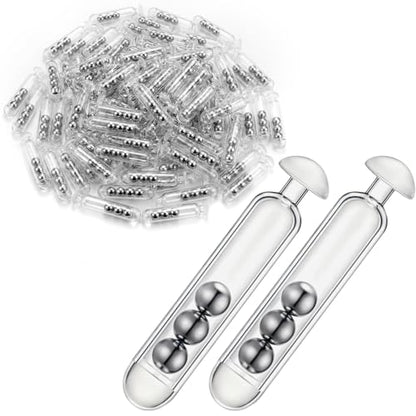 Soulchen 90 Pcs Fishing Bait Rattles Bait Weight with Rattling Beads Fishing Rattles Shake, Plastic & Stainless Steel Beads, Ideal for Freshwater & Saltwater - size: 0.6g