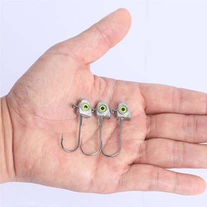 OJY&DOIIIY Swimbait Jig Heads with Chartreuse Fish Eye, 1/8 3/16 1/4 3/8 1/2oz Jigheads for Freshwater&Saltwater Fishing 10/15 Pack - color: Unpainted, size: 1/4oz - 15PCs