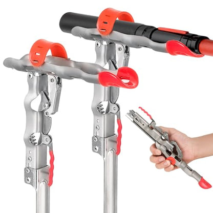 NATGAI 2 Pack Automatic Spring Fishing Rod Holders, Stainless Steel Auto Hook Setter Rod Stand with Ground Support, Folding Pole Bracket, Adjustable 360° Tip-Up Rod Rack for Bank Fishing