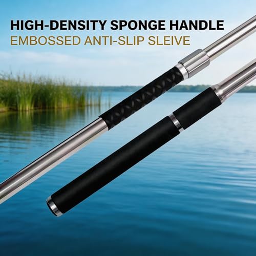 TyQuirlyn Telescopic Stainless Steel Landing Net, 16"x20" 24" Deep Double-Strand Mesh, 63"-100" Dual Lock Handle, 55lbs Multi-Use Fishing Farm Net