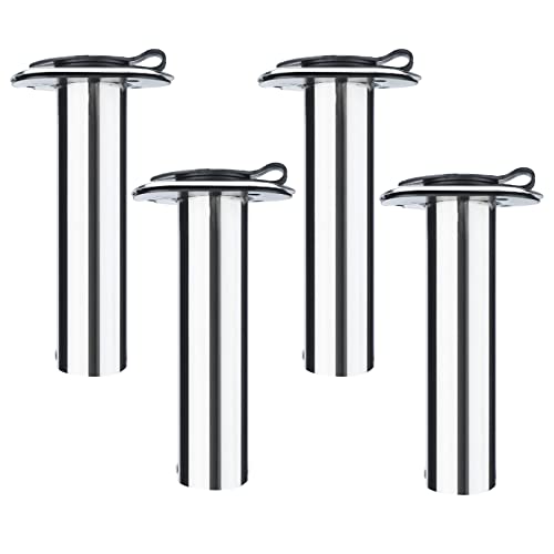 NovelBee 4pcs Boat Fishing Rod Holders,Stainless Steel Fishing Rod Rack Flush Mount withCap,Liner,Gasket (90 Degree Rod Holder)
