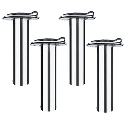NovelBee 4pcs Boat Fishing Rod Holders,Stainless Steel Fishing Rod Rack Flush Mount withCap,Liner,Gasket (90 Degree Rod Holder)