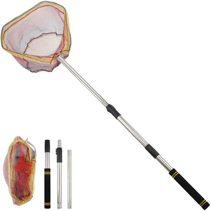 Fish Net, 44-77” Fishing Net Foldable Designed for Catching Trout Netting Fish Shrimp Along Riverbanks and Lakeshores