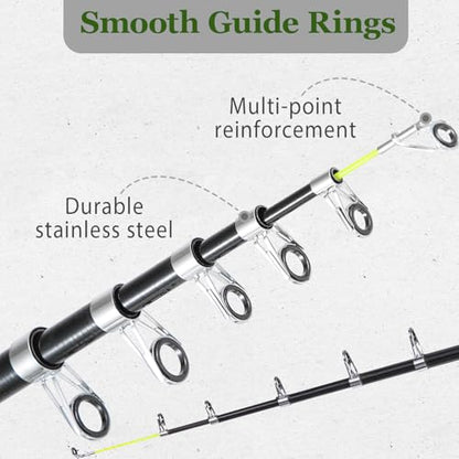 Tripquips 6.9FT Telescopic Fishing Rod - Lightweight Spinning Fishing Pole for Freshwater and Saltwater Anglers - color: Black