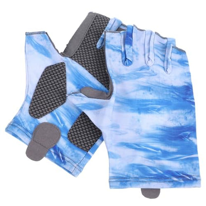 SECFOU Fishing Gloves Fingerless Upf50+ Sun Protection Wear-Resistant Outdoor Cooling Gloves for Men and Women Non-Slip Breathable for Fishing and Cycling