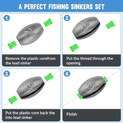 THKFISH Egg Fishing Sinkers Weights, Removable Rubber Core Fishing Weights Twist-Lock Sinker,Bass Weights Sinker Tackle Saltwater Casting Fishing Sinkers Set Oval Freshwater,1/8-1OZ - size: 3/4OZ-20PCS