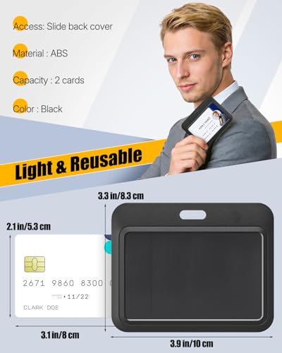 Uniclife 3 Pack Sliding ID Badge Holder Black Horizontal Hard Plastic Case with Clear Window Card Protector Pouch for Office School ID Credit Cards Proximity Key Cards Driver’s Licenses and Passes | Hard black sliding horizontal case with clear window pro