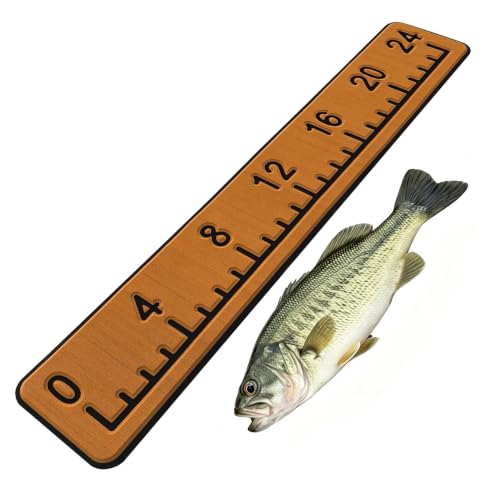 24 Inch High Density EVA Fish Ruler for Boat, Self-Adhesive Backing | Clear Scale Waterproof Anti-Slip UV Resistant Marine Fishing measuring Board for Yachts, Kayak, Bass Boat, Dock - color: Orange, size: 24"