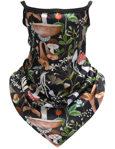 FISHEAL UV Sun Protection Face Scarf Mask, Breathable Gardening Face Cover Neck Gaiter with Ear Loops Bandana for Men Women - color: Realistic Fungi
