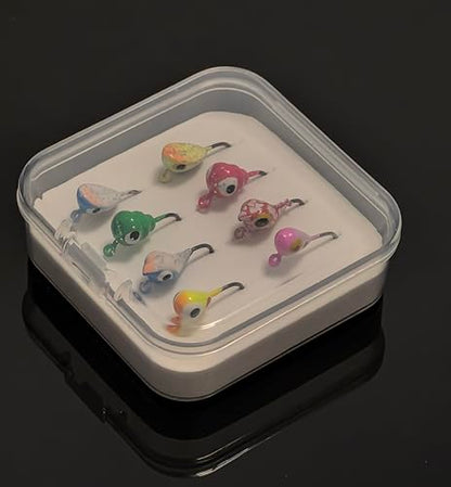 Ice Fishing Jigs Glow Fishing Bait Jigging Hook Kit Winter Metal Hooks for Crappie, Panfish, Walleye, Bluegills and Other Species - style: Style2-8pcs