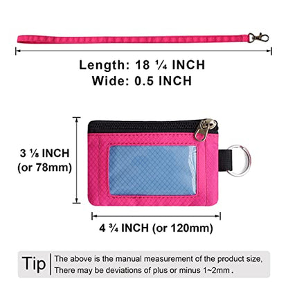 CHENSPRX Minimalist RFID Blocking Small Wallet with ID Window,WaterResistant Zip Id Case Wallet with Lanyard Keychain for Cards,Cash,Travel,Women,Men - color: LightSkyBlue+DeepPink