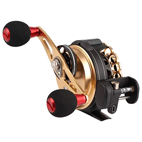 Inline Ice Fishing Reel, All Metal Fishing Wheel 3.6:1 Positioning with Magnetic Automatic Line Out Device for Raft, Lake, Sea, Rock Fishing - size: Left Hand