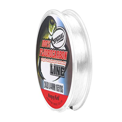 ANGRYFISH 100% Pure Fluorocarbon Fishing Line, Clear/Pink Leader Line | 2-30LB, High Strength, Abrasion-Resistant, Fast-Sinking, Virtually Invisible - Saltwater and Freshwater - color: Clear, size: 7LB/0.203MM-165YD