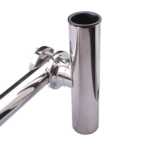 Tournament Style Fishing Rod Holders, Stainless Steel Fishing Rod Holder Clamp-on 1 1/4" to 2" Rails for Boat, Side Mount Rod Holder for Marine Yacht Boat Truck RV