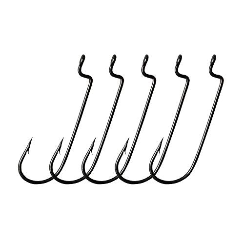 30pcs/Pack Offset Fishing Hooks Worm Hooks Black/Red High Carbon Steel Senko Bait Fishing Hooks 4/0 3/0 2/0 1/0 1# - color: black, size: 2/0-30pcs