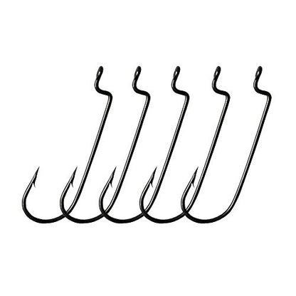 30pcs/Pack Offset Fishing Hooks Worm Hooks Black/Red High Carbon Steel Senko Bait Fishing Hooks 4/0 3/0 2/0 1/0 1# - color: black, size: 1#-30pcs