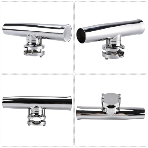 NovelBee 4-Pack Boat Fishing Rod Holder,Stainless Clamp on Fishing Rod Pole Holder for Rails 1-1/4" to 2" ( Tournament Style )
