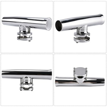 NovelBee 4-Pack Boat Fishing Rod Holder,Stainless Clamp on Fishing Rod Pole Holder for Rails 1-1/4" to 2" ( Tournament Style )