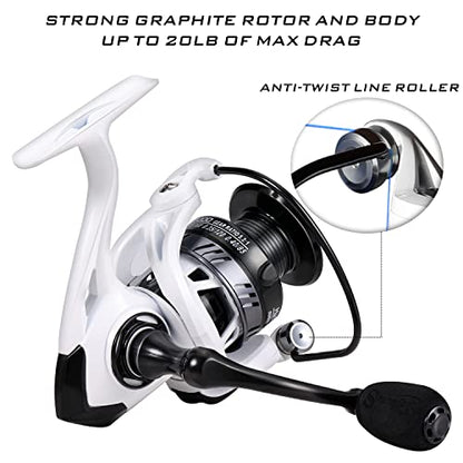 Sougayilang Spinning Combo, Medium Heavy Fishing Pole and 2000 Spinning Reel Set, Fishing Rod and Reel Commbo for Bass Fishing Tackle - color: B: Pearl White, size: 5.9ft & Spinning Reel