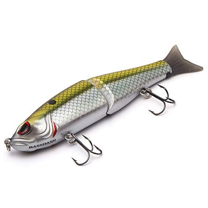 Bassdash SwimShad Glide Baits Jointed Swimbait Bass Pike Salmon Trout Muskie Fishing Lure - color: Blue Gold, size: 7in/2.2oz