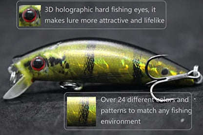 Minnow Crankbait for Bass Fishing Bass Lure Jerkbait Fishing Lures and Tackle Box - color: HM219KB